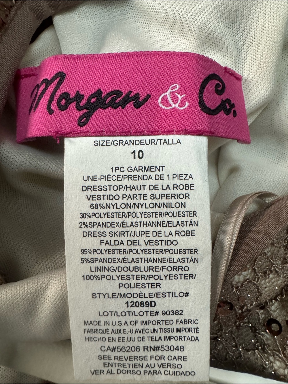 Morgan & Co Taupe Sequin Lace Halter Prom Formal Gown Dress Size 10 NWT - Picture 6 of 6